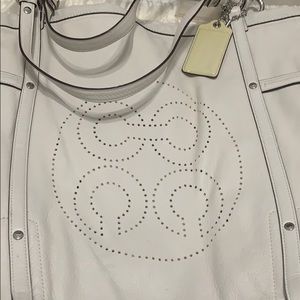 COACH all white or off white leather tote